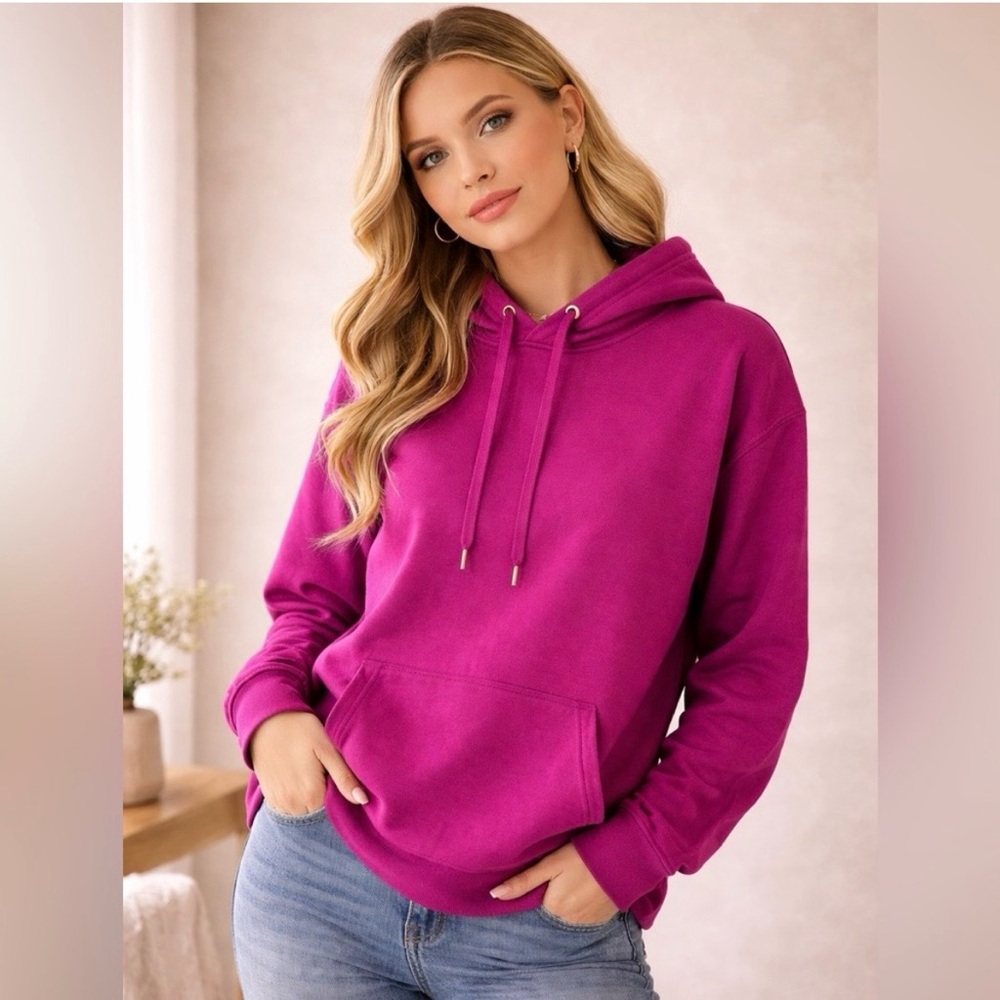 Lilly Pulitzer Magenta Pullover Hoodie Sweatshirt Size M Oversized